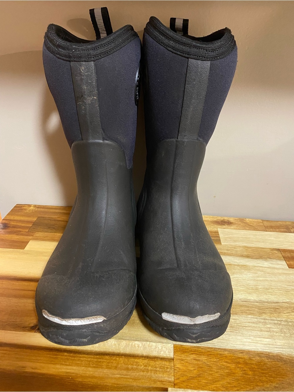 MUDS Noble Outfitters Youth Rain Boots Black Rubber Mid-Calf Pull On US 3